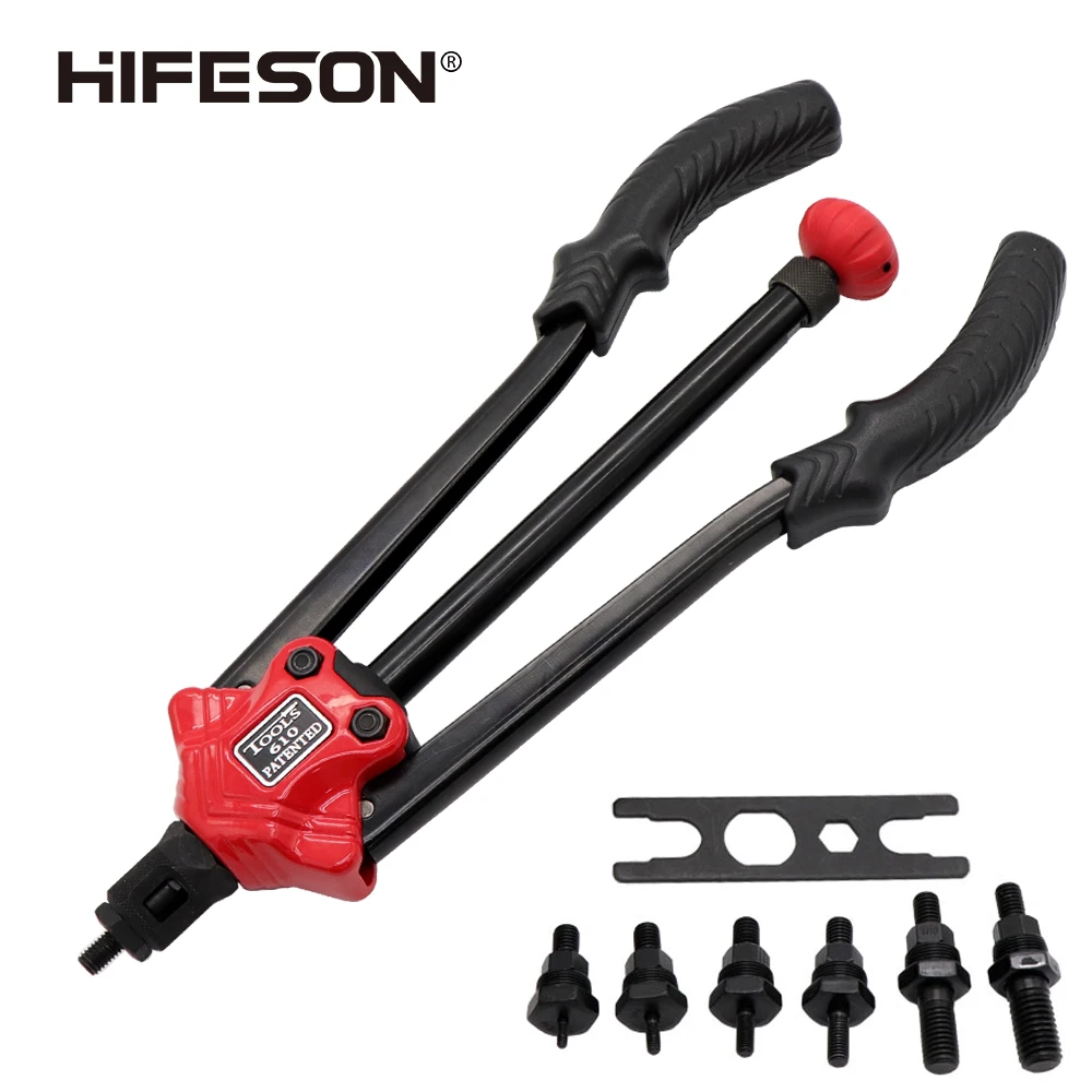 HIFESON 14'' Hand Threaded Rivet Nuts Guns Double Insert Manual Riveter Riveting Rivnut Tool for M3/M4/M5/M6/M8/M10/M12