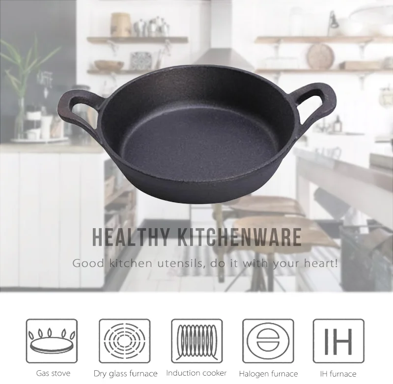 18cm Frying Pan Cast Iron Skillet Non Stick Pan No Smoke Cookware Fried Meat Egg General Use For Gas And Induction Cooker