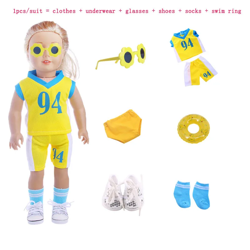 Аксессуары для американской куклы 1 шт./костюм = одежда + нижнее белье очки обувь