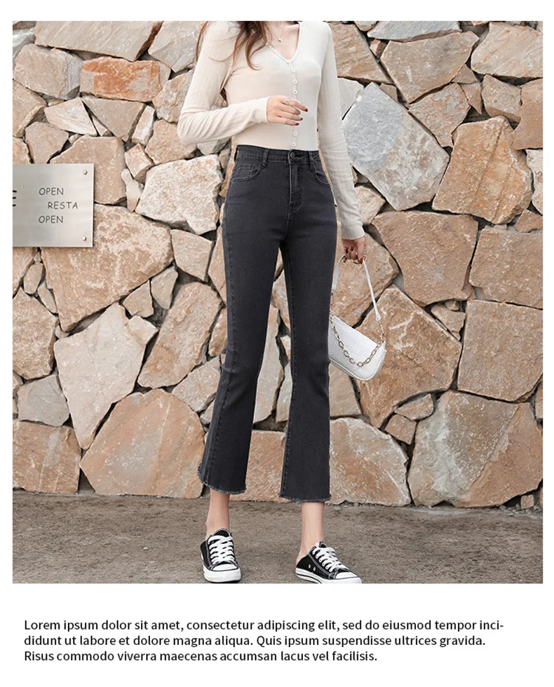 

The new spring and autumn 2022 tall waist cultivate one's morality show thin elastic bootleg jeans