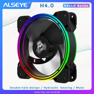 Вентилятор для ПК ALSEYE H4.0, 4 контакта, PWM 120 мм, статическая светодиодная подсветка, RGB-подсветка, сменный вентилятор для корпуса и процессора