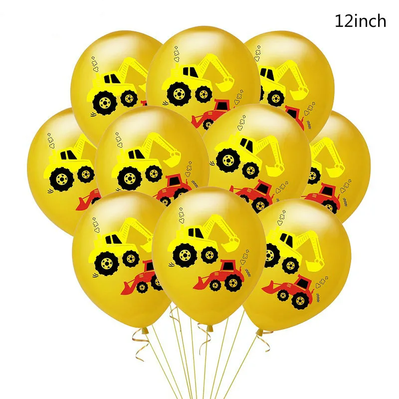 10pcs gold balloon Строительство экскаватор автомобиль латекс воздушный шар Globos баннер торт Топпер для счастливого дня рождения тема вечерние украшения для детей - Цвет: 10pcs gold balloon