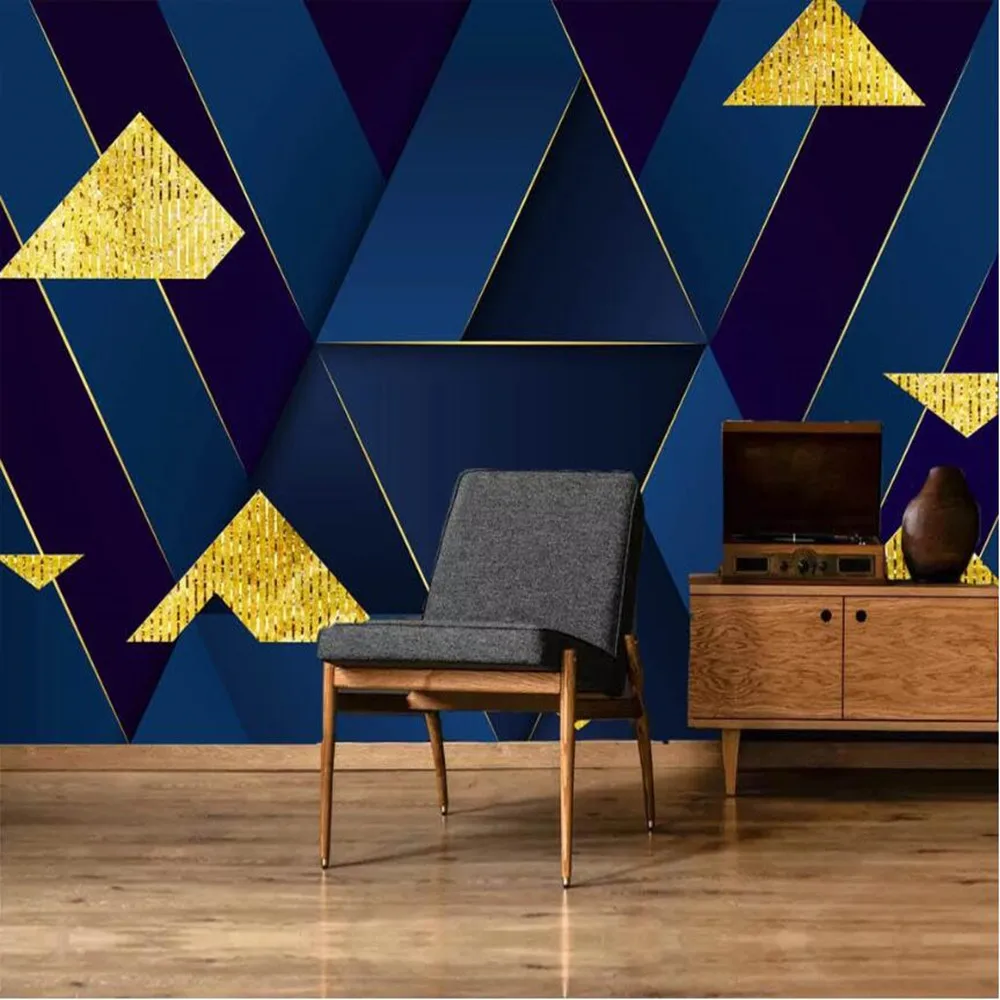 

Большие настенные 3D-обои milofi на заказ, минималистичные абстрактные геометрические серые фоновые обои для телевизора