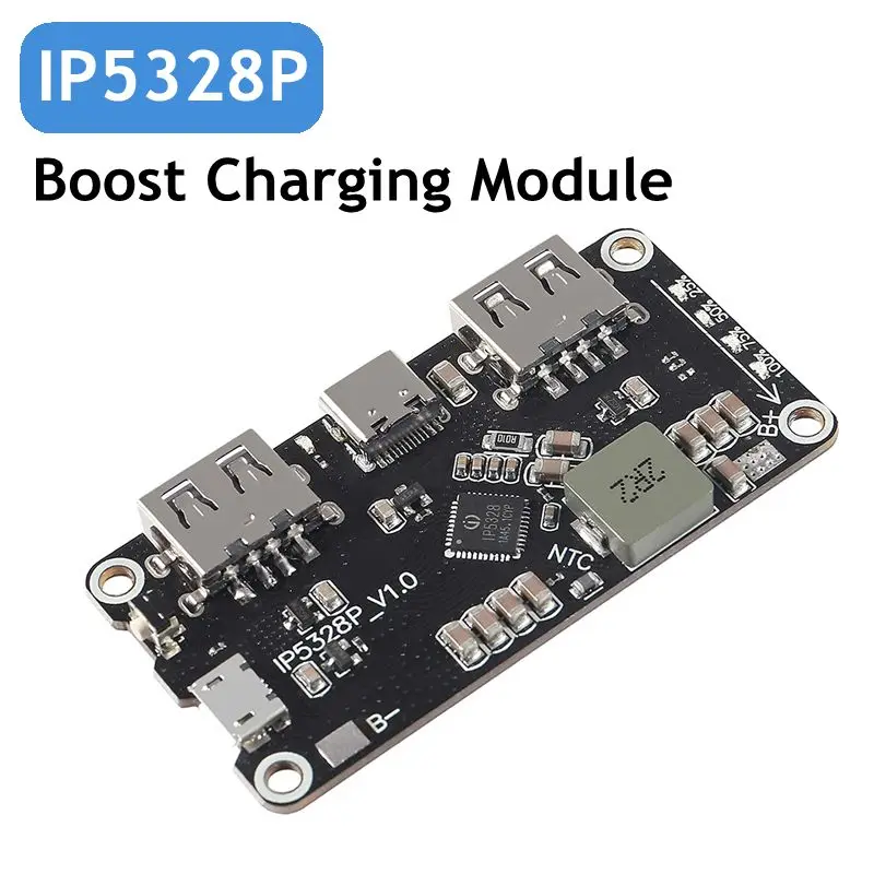 Модуль зарядки IP5328P, два USB-порта 18650, быстрая зарядка для аккумуляторов Tpye-C, от 3,7 в до 5 В, 9 В, 12 В, QC2.0, QC3.0, основная плата питания