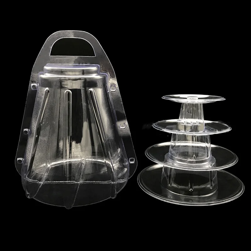 

Clear 4 Tiers Round Macaroon Tower Stand Cake Display Rack for Party & Wedding