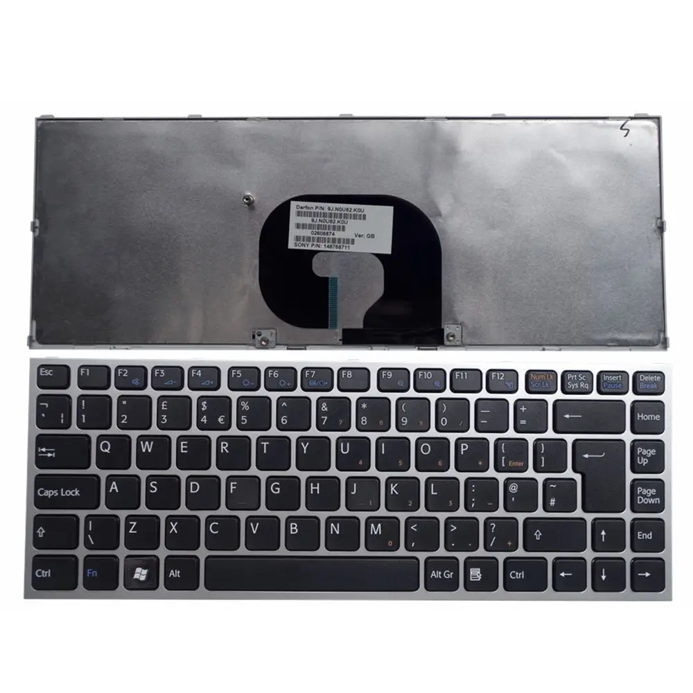 

GZEELE NEW For SONY VPC-Y VPCY VPC-Y218 Y2 Y11S1E Y112S Y118EC Y115 PCG-51311T 41111T UK Laptop keyboard silver frame