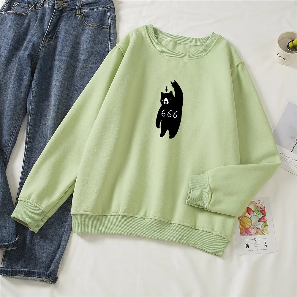 Hoodies Punk Hoodie Gothic Cute Black Bear Vintage Aesthetic Thicken Cotton Sweatshirt Womens Oversized Kawaii Women Sweetshirts