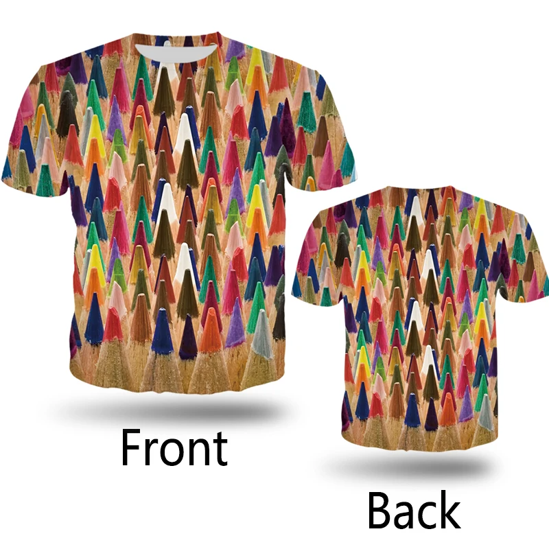 

HX Fashion 3D Printing Men T Shirts Colored Pencils T Shirt Unisex Harajuku Hip Hop Streetwear Design Tshirt Tops HX621