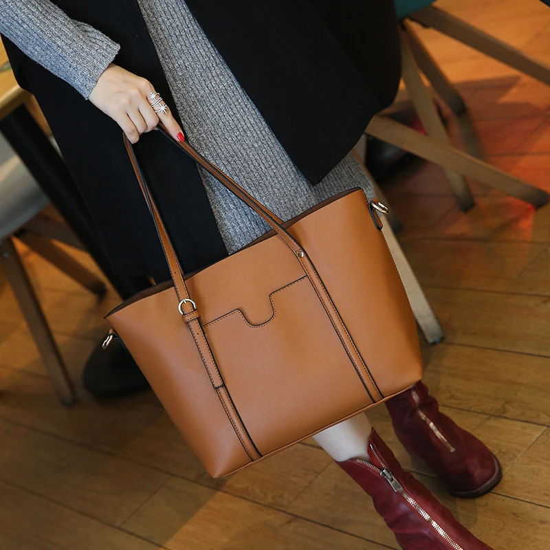 

Ladies Bags Soft Leather Europe and America Large Capacity Ladies Handbags Shoulder Bags Messenger Bags Large Bags