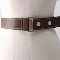 new fashion elastic for men and women seamless lazy pants leather belt all match jeans rivet buckle accessories brown waistband