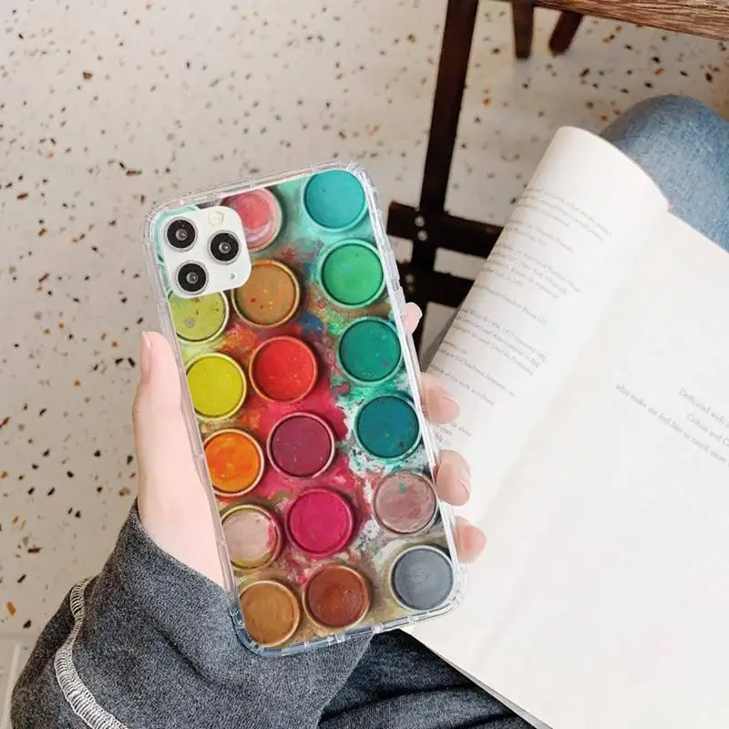 

Watercolors Set Paint Palette Box Phone Case Transparent soft For iphone 5 5s 5c se 6 6s 7 8 11 12 plus mini x xs xr pro max