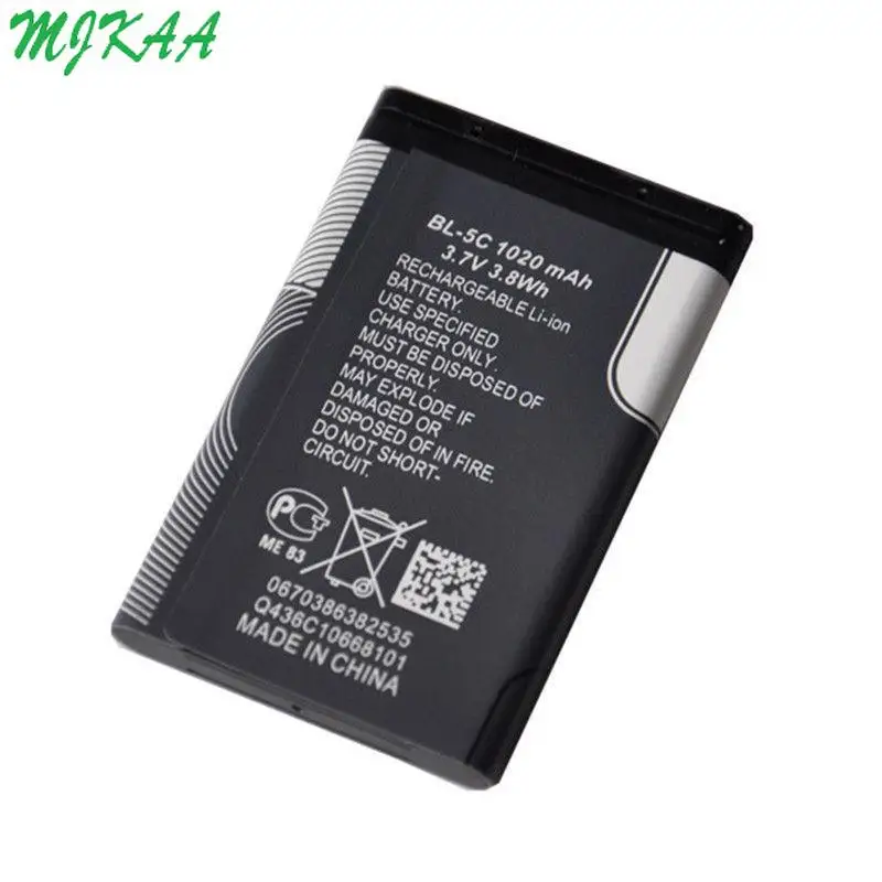 Новый MJKAA 2PC BL-5C BL5C BL 5C сменный аккумулятор 1020mAh Li-Ion литиевые батареи для Nokia 1112 1208