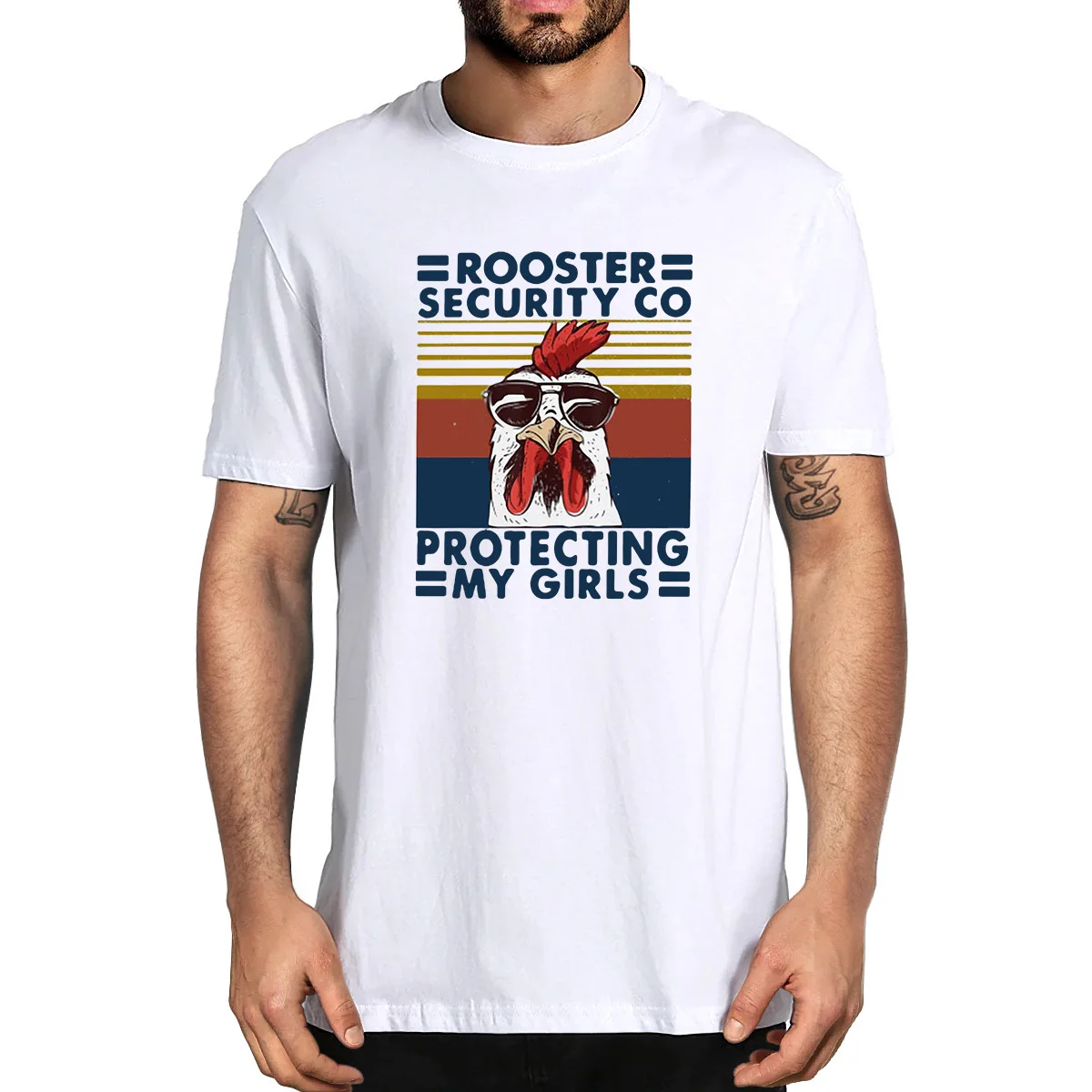 

Rooster Security Co Protecting My Girls Funny Saying Dad Men's Novelty T-Shirt Unisex Humor Streetwear Women Top Tee