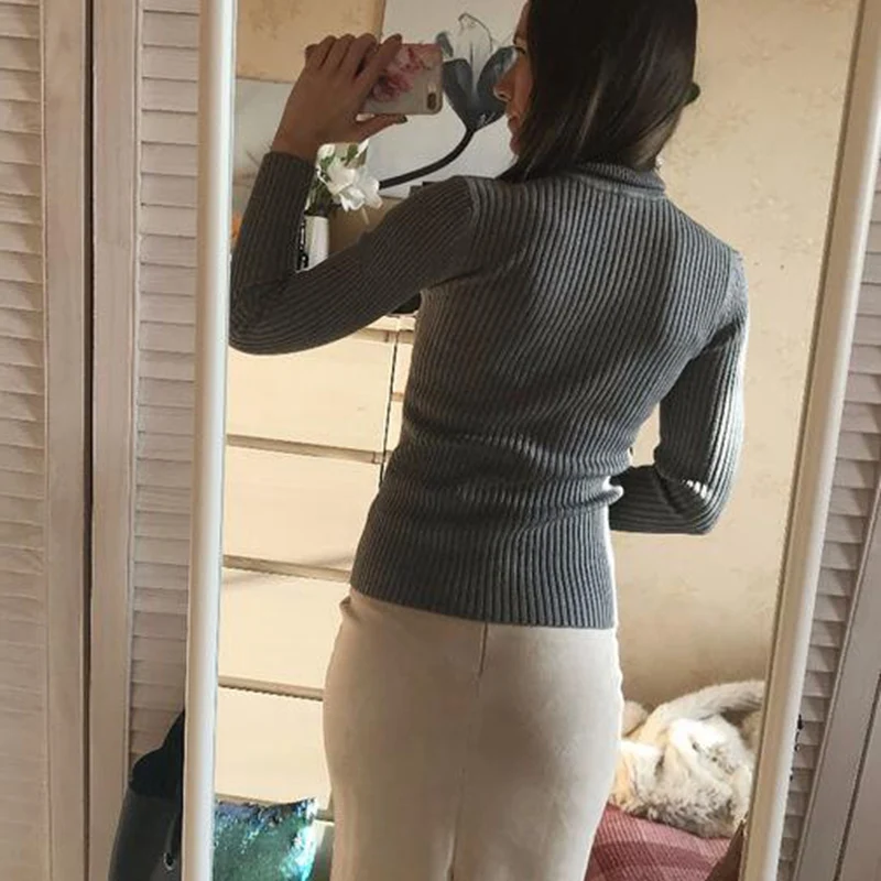 

2020 AUTUMN Winter women Knitted Turtleneck Sweater Casual Soft polo-neck Jumper Fashion Slim Femme Elasticity Pullovers