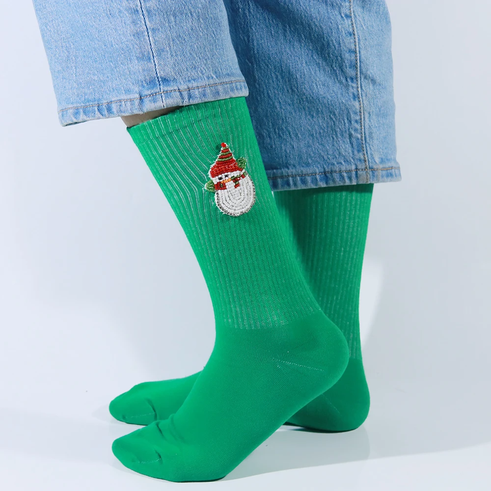 

Merry Christmas Socks Snowman Cotton Happy Middle Tube Woman Sock New Year Santa Claus Funny Colorful Socks