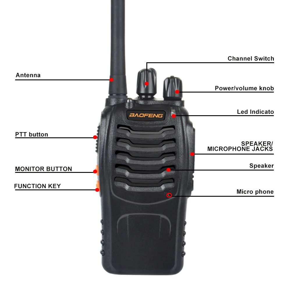 2pcspair usb charger walkie talkie baofeng bf 888h uhf 400 470mhz 16ch vox portable two way radio bf 888h free global shipping