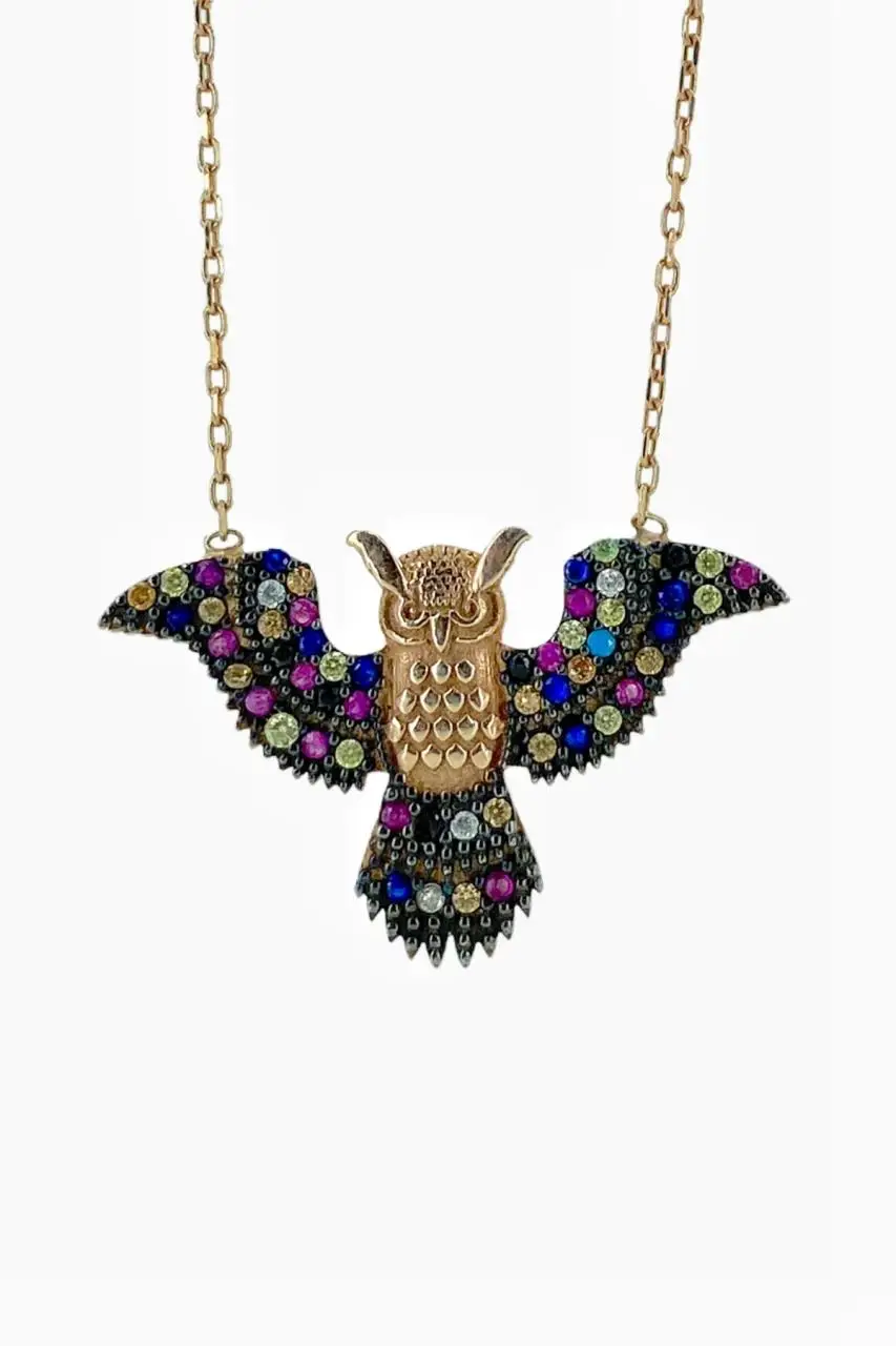 

Colorful Owl 925 sterling Silver Necklace