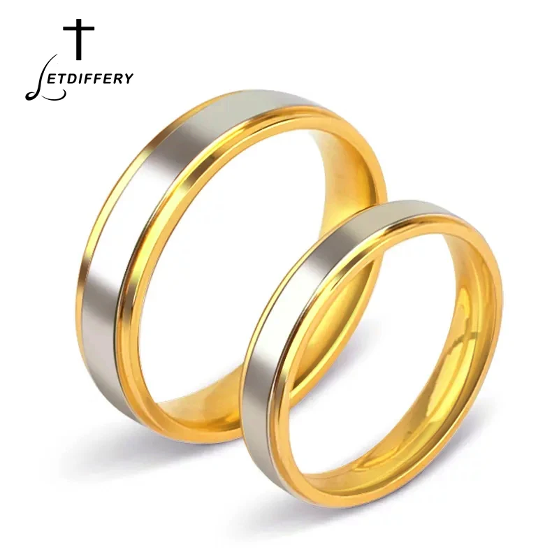 Letdiffery простое Золотое обручальное кольцо из нержавеющей стали 4 мм 6 гладкое для
