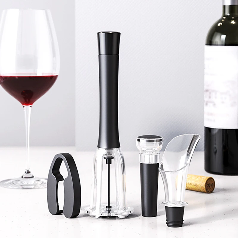 

New Small Size Wine Bottle Corkscrew Air Pump Opening Tools Stainless Steel Pin Jar Cork Remover Opener Bar Accessories 4Pcs Set