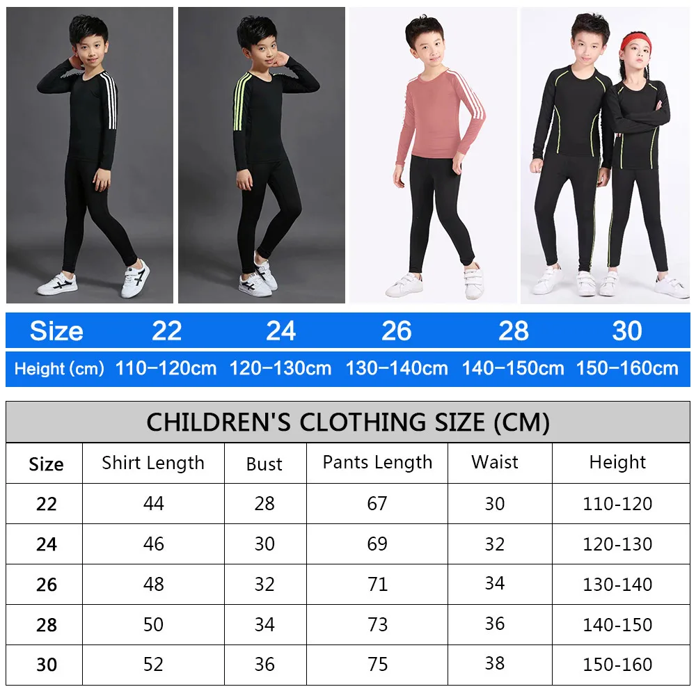 

2021 Autumn and Winter Boys Quick-Drying and Breathable Thermal Underwear Children's Sports Suit Top + Pants Football Sportswear