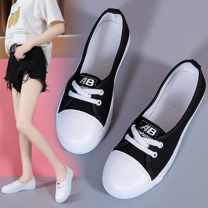 

Women's Sports Shoes Korean Fashion Soft-soled Lace-up Canvas Shoes