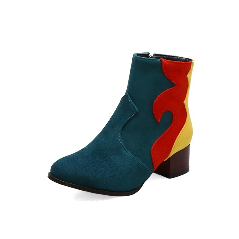 

ORCHA LISA Autumn Winter Boots women muti-color Ankle Boots For Women Thick Heel zipper Ladies Shoes Bota Feminina size 32-43