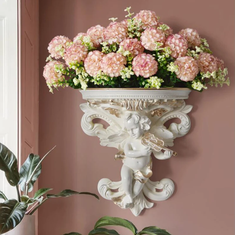 

Европейский Винтаж Ангел Смола вазы скрипка или арфа ремесла украшения искусственный цветочный горшок украшение Настенная ваза домашний д...