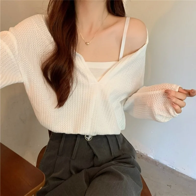 Коллекция 2021 года свободные футболки на бретелях с имитацией двух длинных