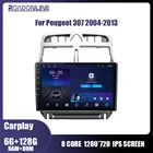 Автомагнитола Roadonline, 2 Din, с экраном, мультимедийный видеоплеер для Peugeot 307 SW CC 2002-2013, Android, без DVD