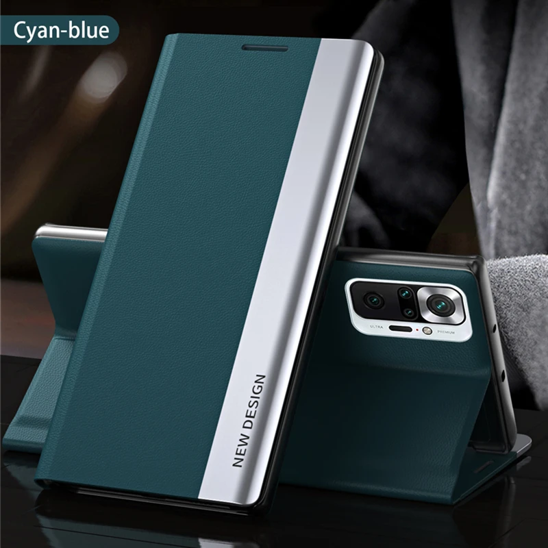 

Magnetic Leather Flip Case For Xiaomi Redmi Note 10 Pro 10S 9S 9 Pro 10T 9T Case Flip Stand Full Protection Hard Cover