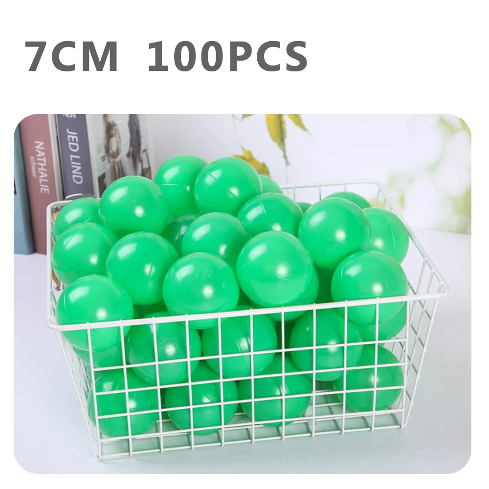 WJ3709GREEN Экологичный красочный мяч, мягкий пластиковый морской шар, прозрачные игрушки для купания, мяч для снятия стресса, детские игрушки для улицы, 100 шт., 7 см - Цвет: WJ3709GREEN