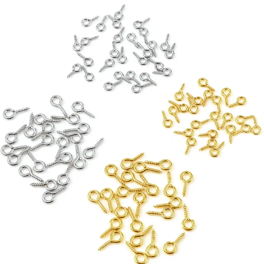 

1.2mm 1.5mm Copper Screw Eyes Bails Top Drilled Findings Gold/Silver Color Charms DIY Making Necklace Beads Jewelry Gifts,10PCs