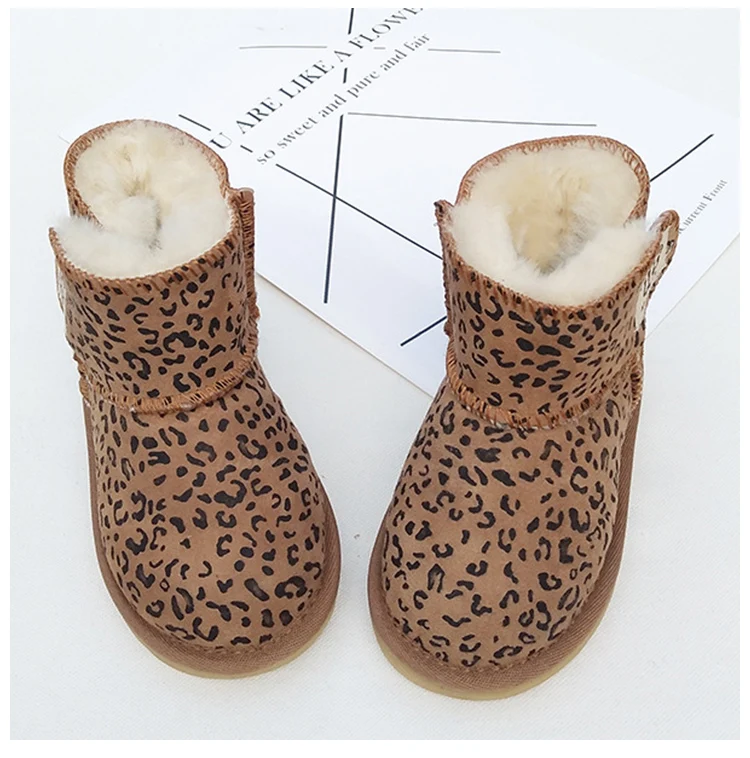 Baby Girls Snow Boots Winter Australia Warm Sheep Skin Leather Fur Baby Botas Waterproof Infant Boot Boys Bootie Shoes Non-slip