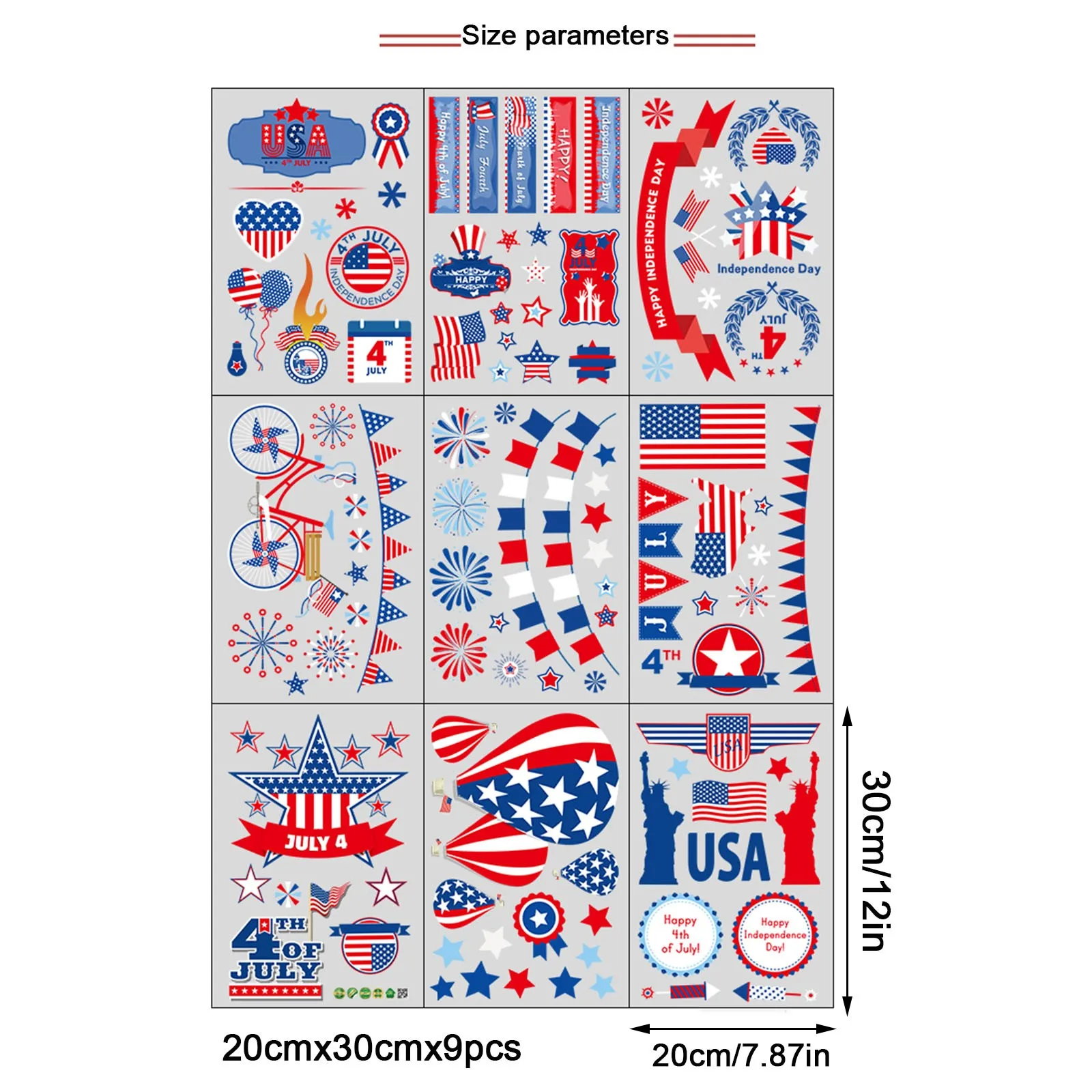 Статическая наклейка на окно и стену Дня независимости s видимая обеих сторонах