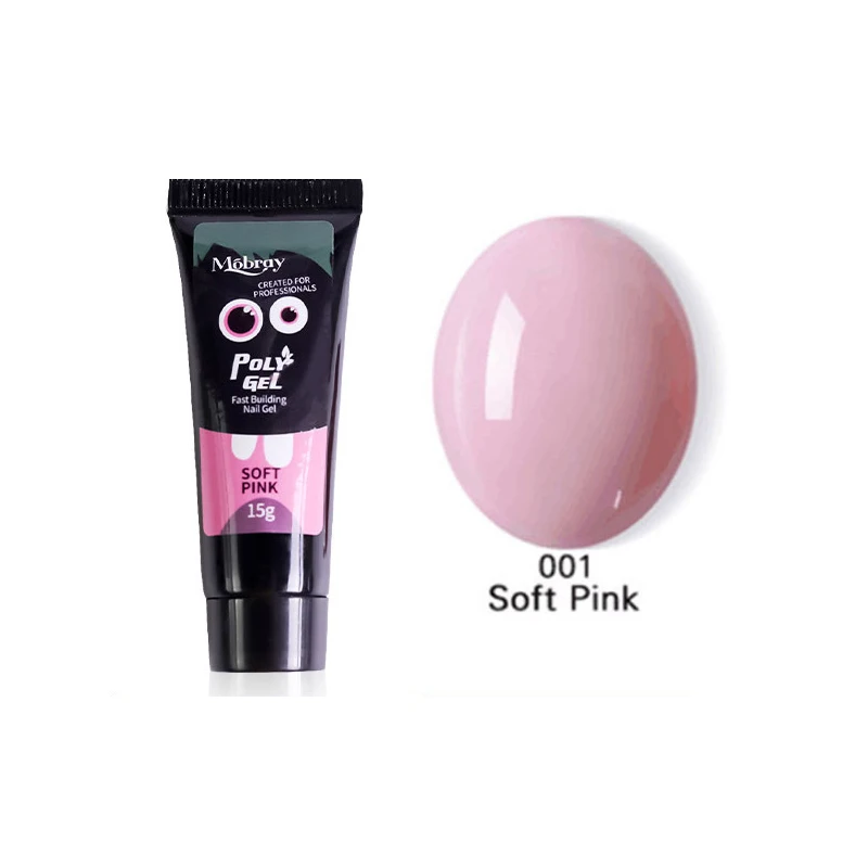 001 soft pink 15 мл, 9 цветов, гель для наращивания пальцев, строительный полигель, акриловый гель, полипрозрачный розовый УФ-гель, быстрое наращивание ногтей, камуфляж, светодиодный, твердый гель - Цвет: 001 soft pink