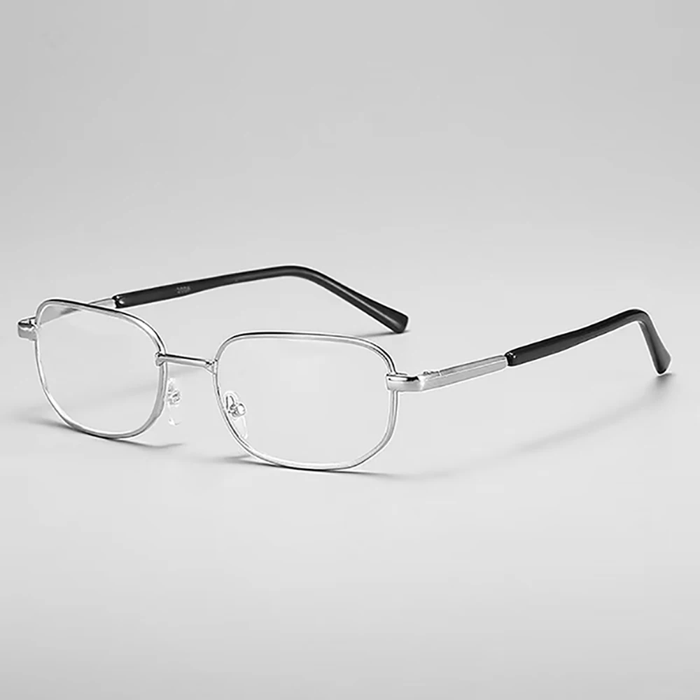 Anti-Scratch Lesebrille Retro Quadrat Presbyopie Brillen Mit Glas Linsen Metall Hyperopie Brillen männer gläser + 3,5 + 4 – Detail 6