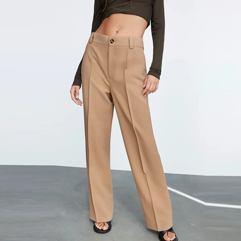 

Za Pants Women Pants High Waist Pantss Fall 2021 New Fashion High Waist Wide Leg Pants Women Pantss Casual Street Fashion Pantss