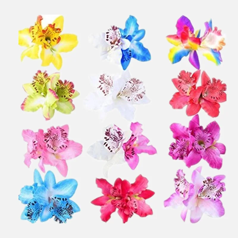 

12 PCS Double Thai Orchid Flower Hair Clip Headdress Hairpin Bride Seaside Holiday Hairdress Bohemian Headdress Hair Barrette