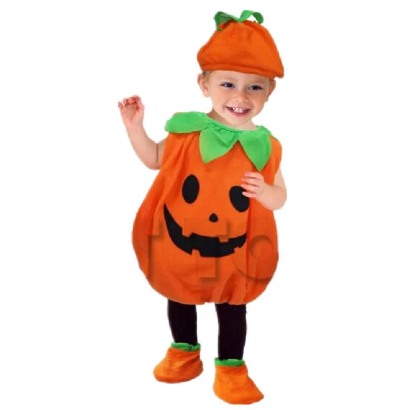 

Halloween Funny Fashion Pumpkin Costume Children'S Modeling Costume Party Cosplay Lovely Solid Color Pumpkin Babys Cashmere Suit