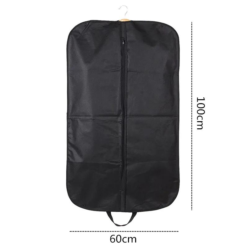 Men Black Dustproof Hanger Coat Clothes Garment Suit Cover Storage Bag Suit Cover Bag For Clothes With Zipper 1Pcs