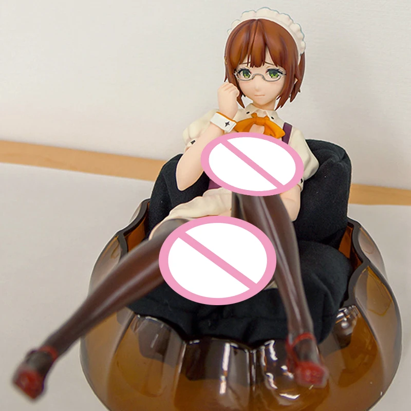 

17cm Anime MOMO Action Figure Hair Band Short Brown Hair Glasses Sitting Posture Scene Base PVC Adult Collection Model Toy Gifts