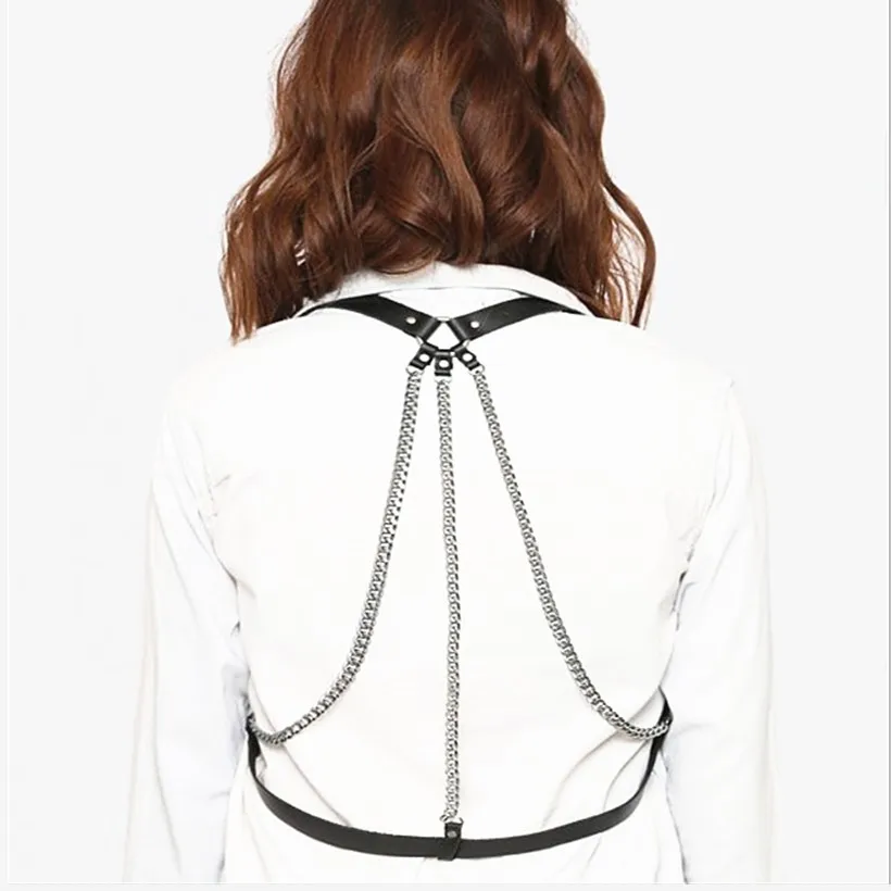

Sexy Harness Choker Bra Bust Belt Garter With Metal Tassels Chain Woman Body Bondage Caged Bralette Strap Chest Sculpting Belts