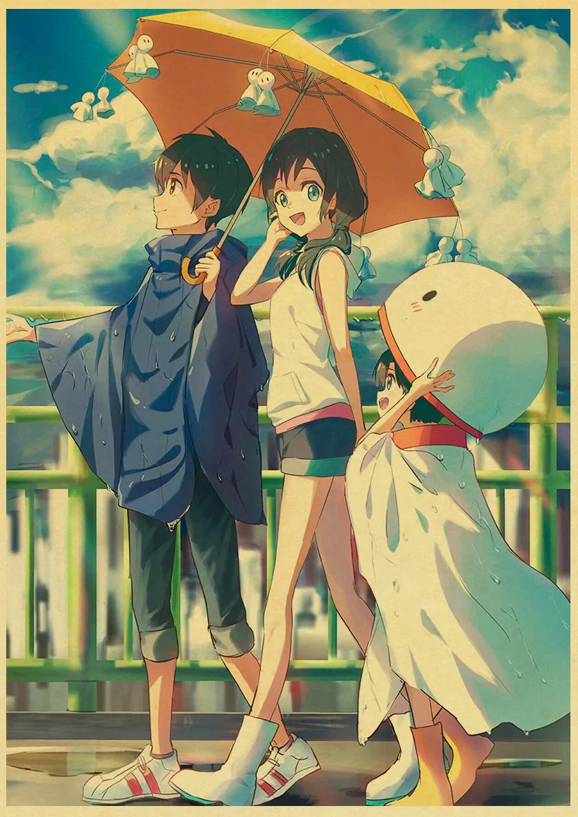 Makoto Shinkai фильм выветривание с вами Ретро плакаты японский унисекс Декор крафт-бумага Детская Спальня Декор
