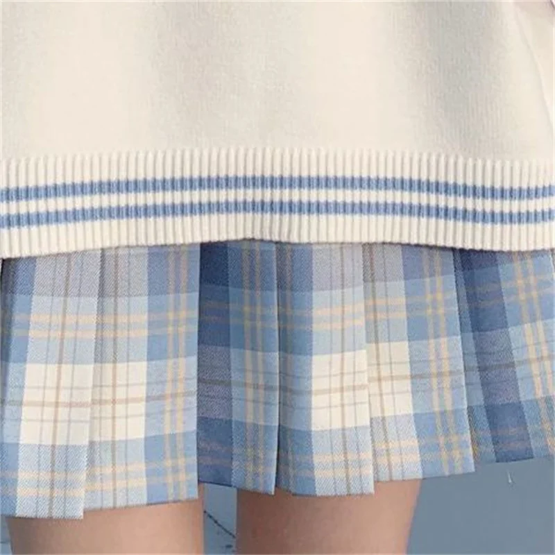 

Women's Jk Uniform Knitted Fashion Sweater Harajuku Shirt Pleated Skirt Vest Skirt Elegant and Fresh College Style In Winter