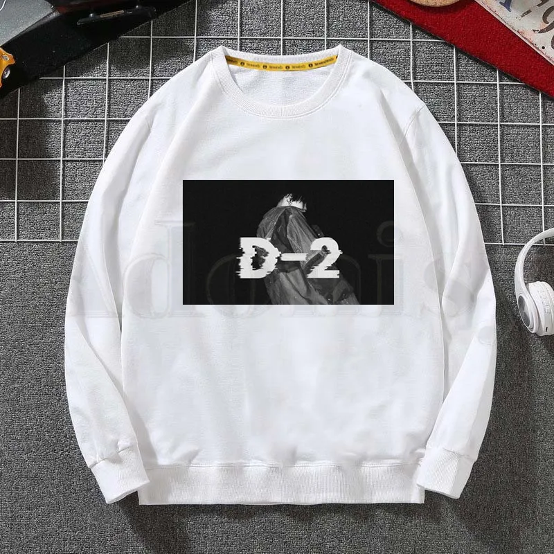 

Korean version of KPOP Agust D D-2 Harajuku Men Hoodie Autumn Hip Hop Streetwear Sweatshirts Hoodies Mens White Hoodie Male