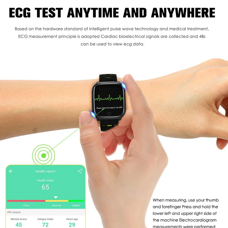 

F16 Smart Bracelet ECG Band Heart Rate Blood Pressure Blood Oxygen Monitoring Fitness Tracker IP67 Waterproof Smart Watch PK P3