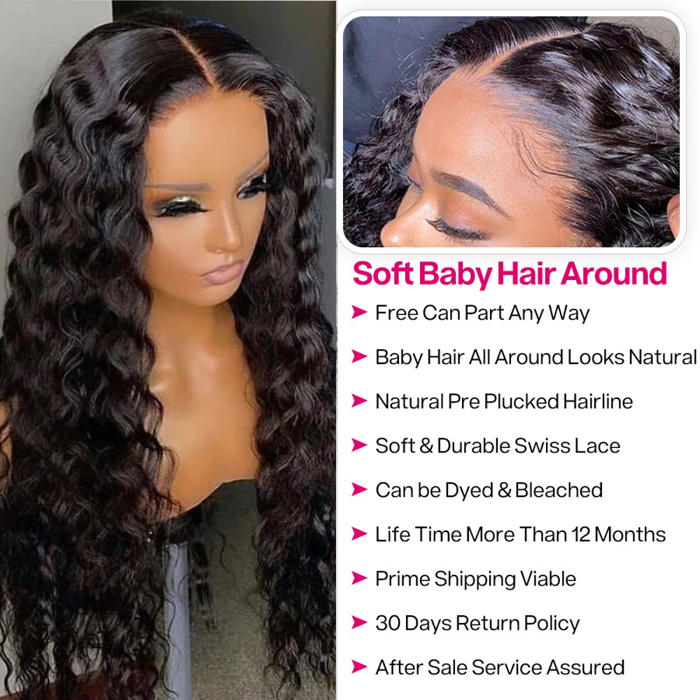 Парик Tahikie с глубокой волной спереди парик застежкой 4x4 парики кудрявой кружевной