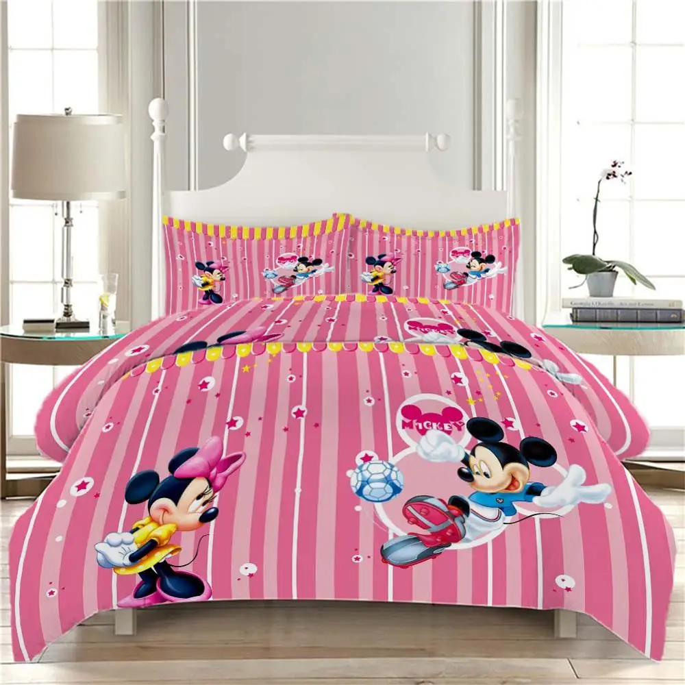 Микки Маус пара радужных постельные принадлежности одеяло пододеяльник набор