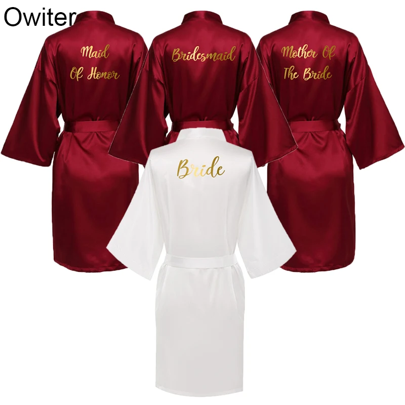 Satin Silk Robe & Slippers Wedding Bath Robe Bride Bridesmaid Robes Bridal Robe Dressing Women Kimono Robes Party Gifts