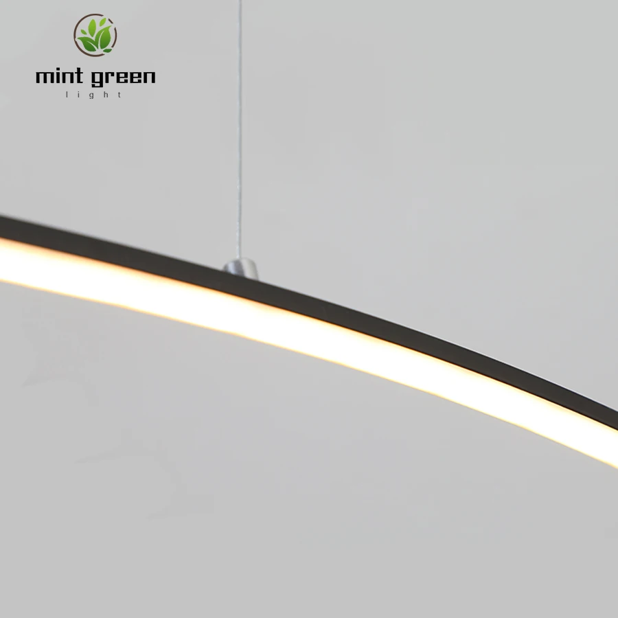 

A Black Modern hanging chandelier Ceiling Long light fixtures chandeliers Kitchen office resturant with remote app